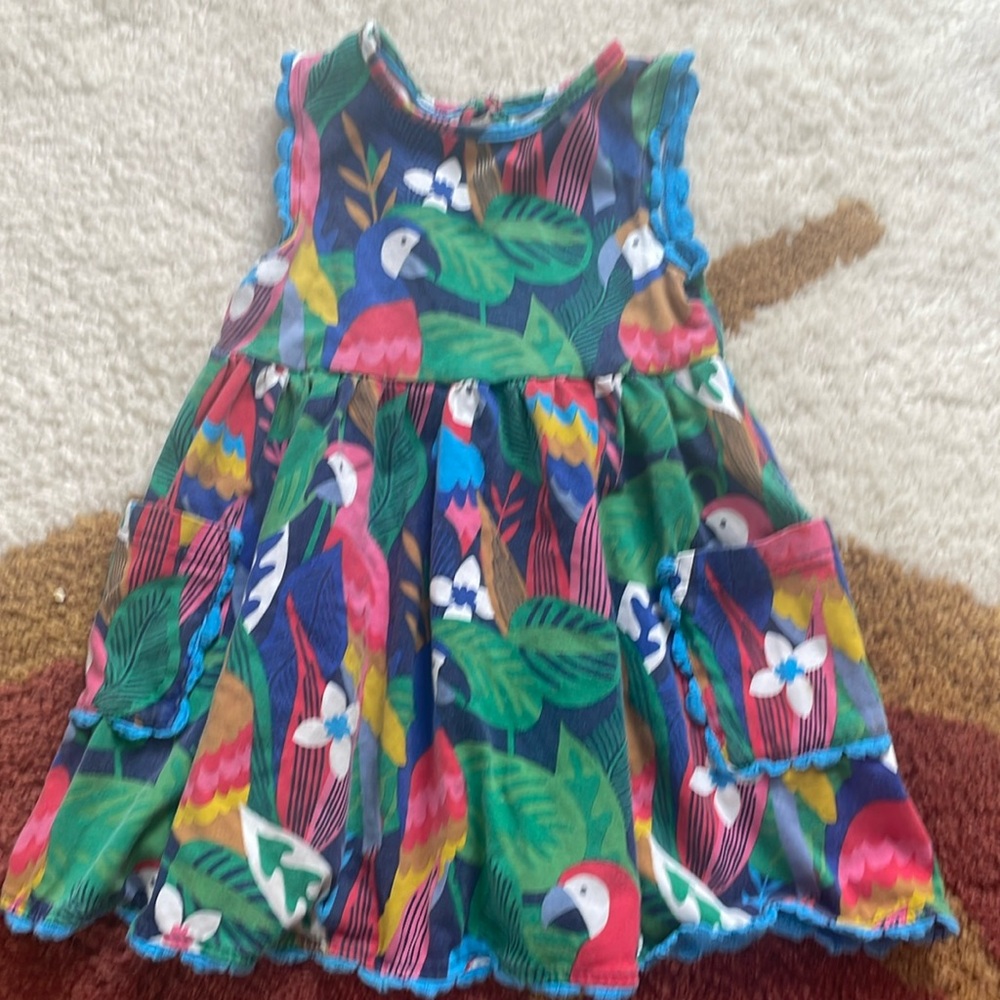 Mini Boden parrot cotton dress